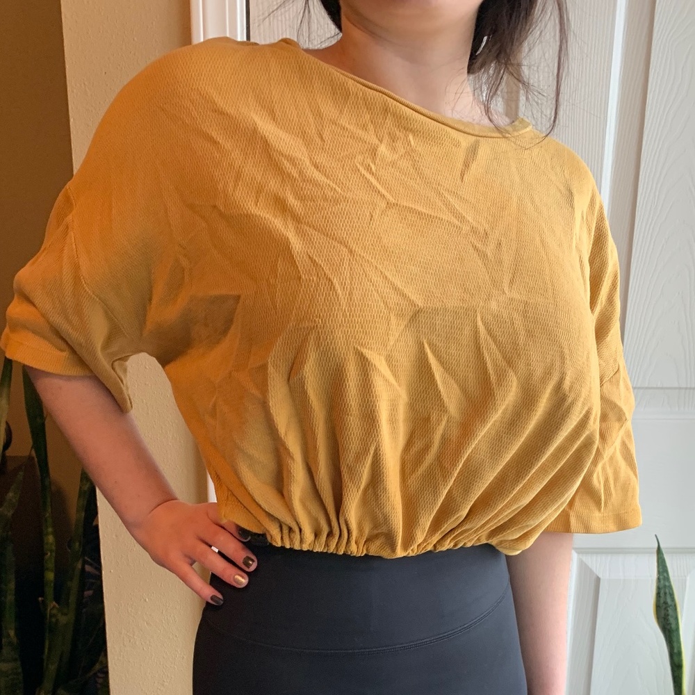 Yellow Drawstring Crop Top